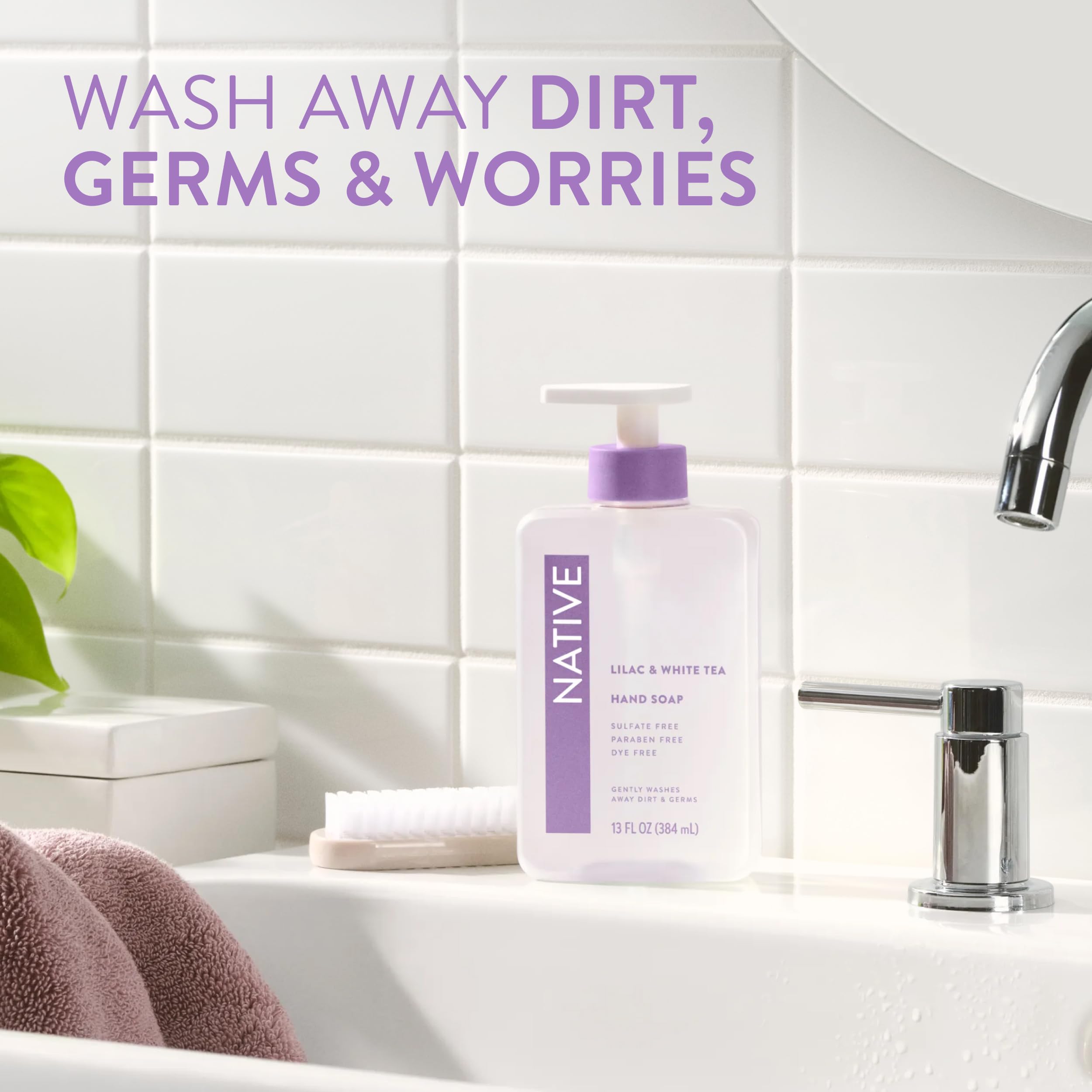 Native Hand Soap Lilac Foam close-up shows smooth cleansing without drying