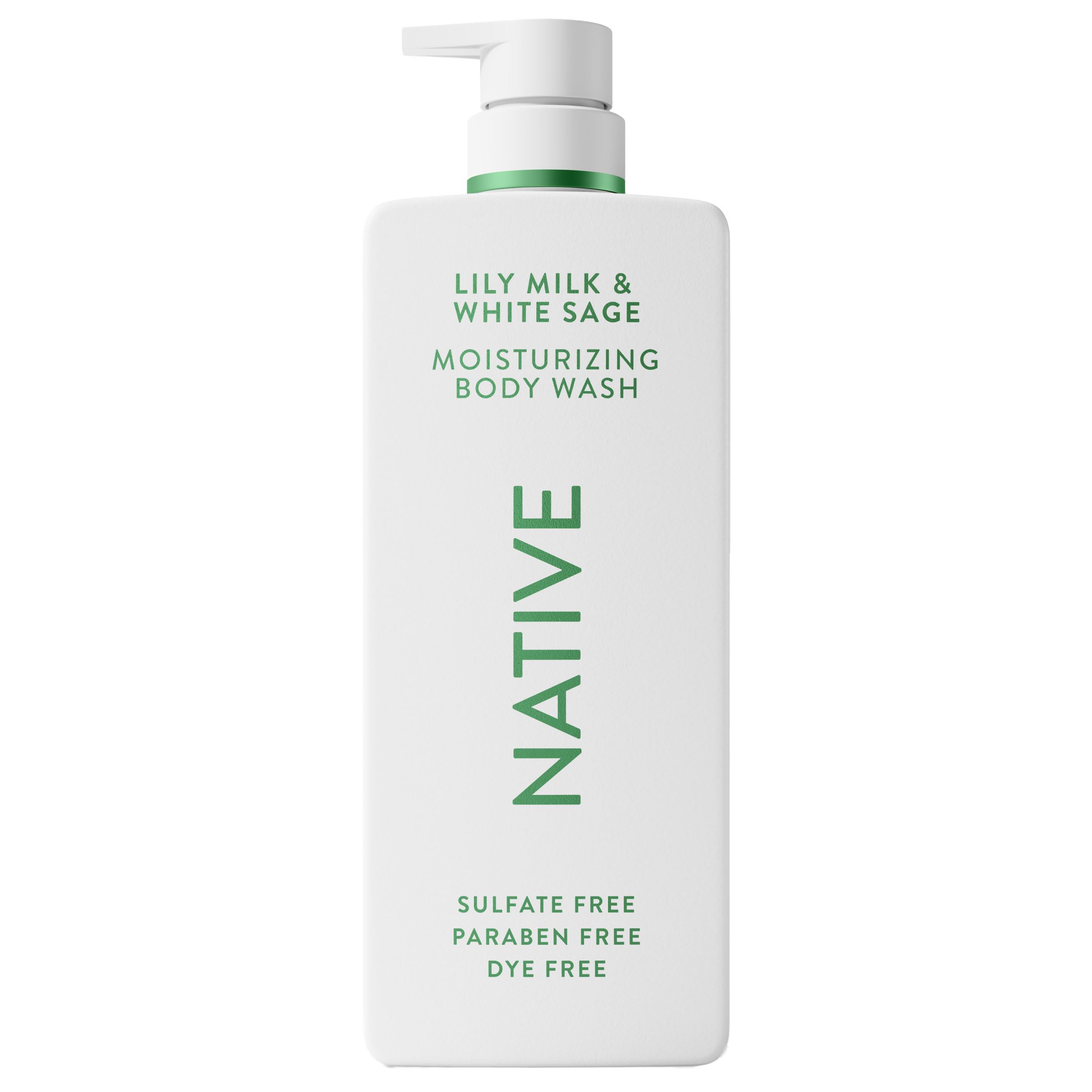 Native Lily Milk & White Sage en botella, hidratación suave para la piel.
