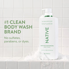 Native Lily Milk & White Sage, espuma cremosa para limpieza suave.