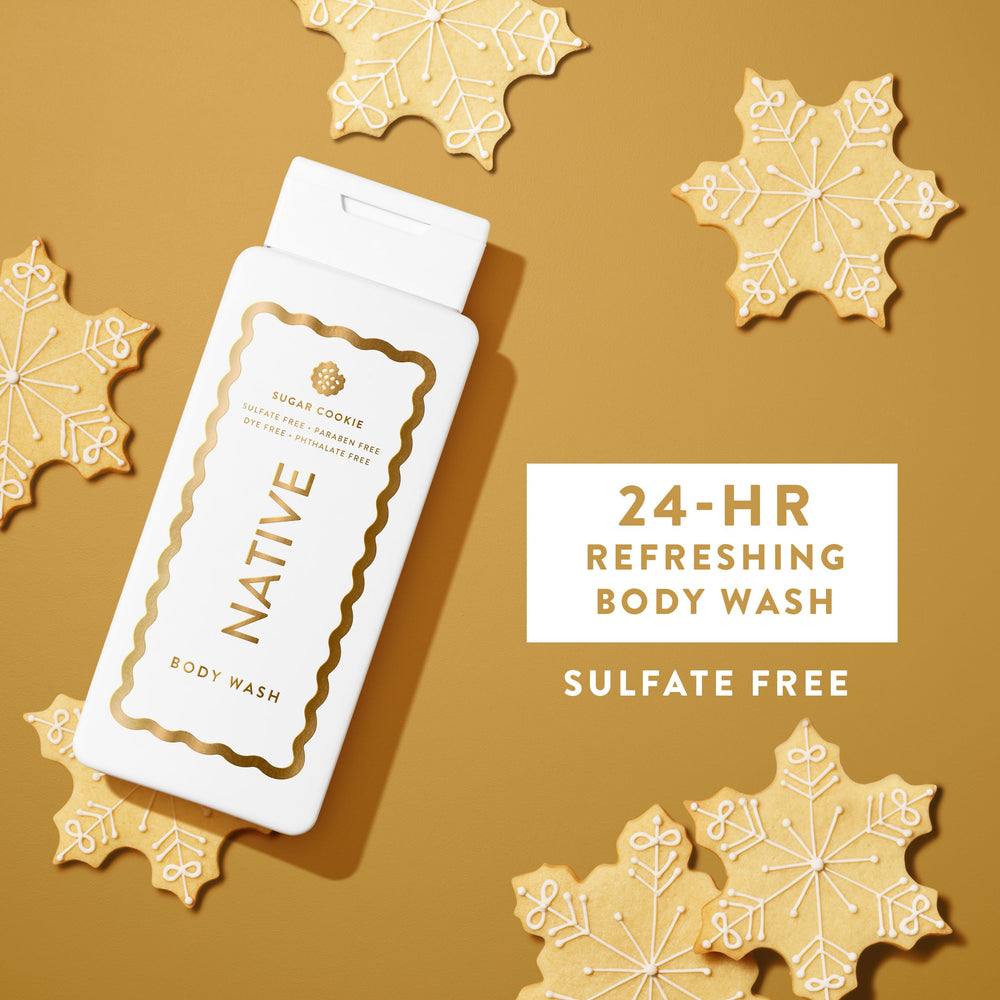 Native Holiday Edition bottle on shelf highlights festive packaging and unisex appeal.