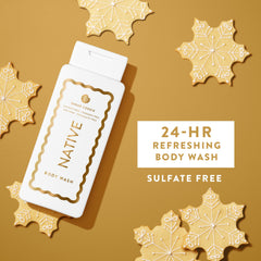 Native Holiday Edition bottle on shelf highlights festive packaging and unisex appeal.