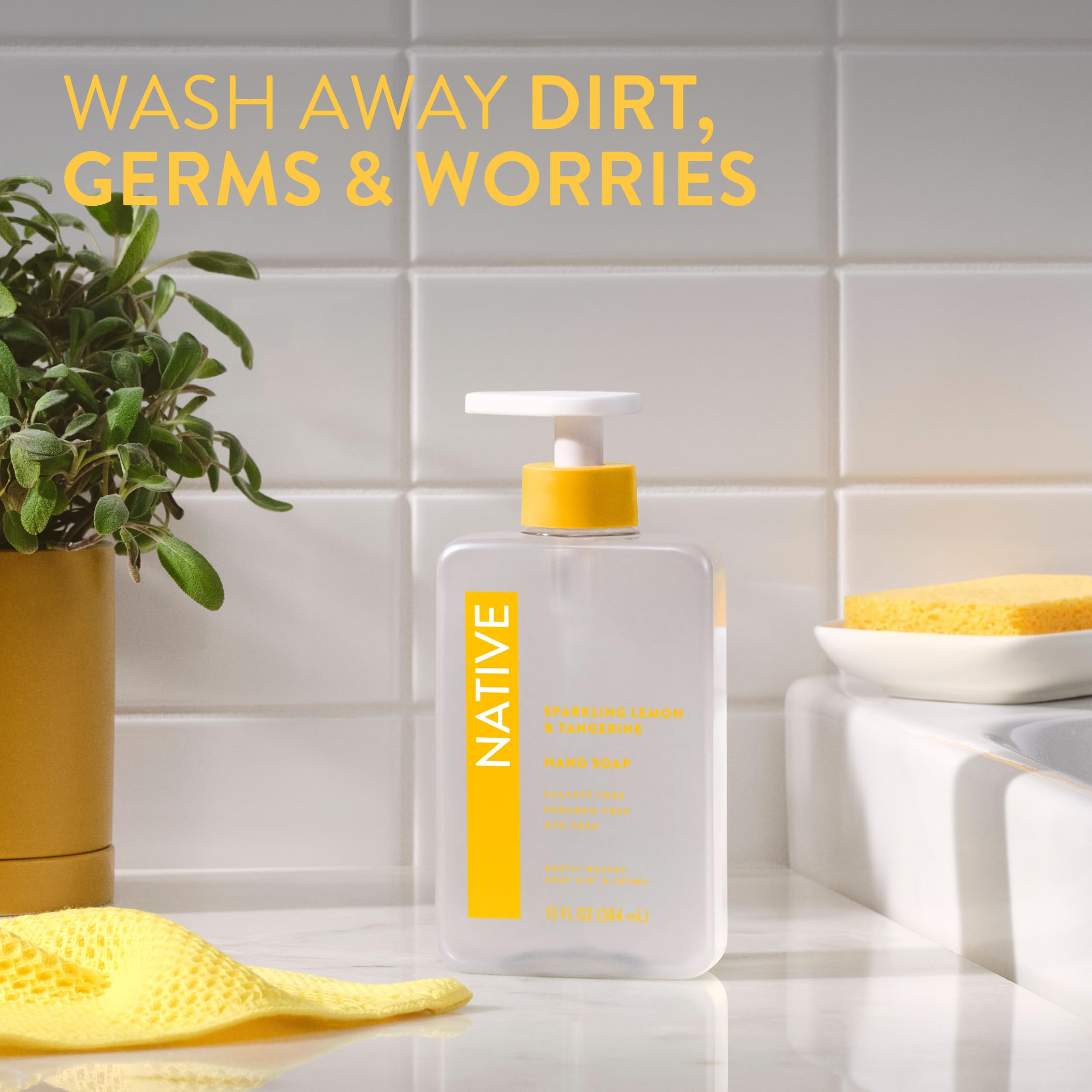 Native Liquid Hand Soap bottle pump action enables easy one-handed dispense