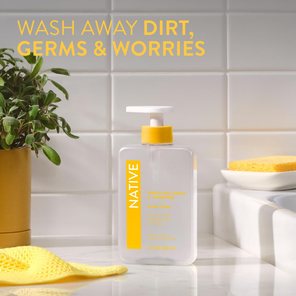 Native Liquid Hand Soap bottle pump action enables easy one-handed dispense