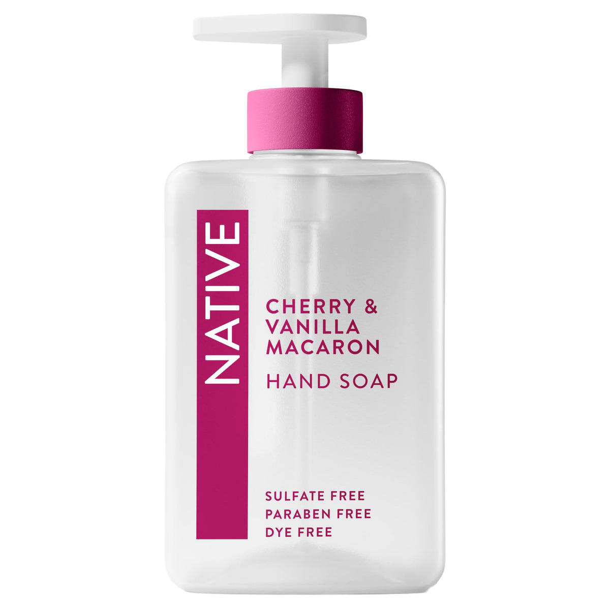 Native Liquid Hand Soap Cherry Vanilla Macaron bottle front with inviting fragrance
