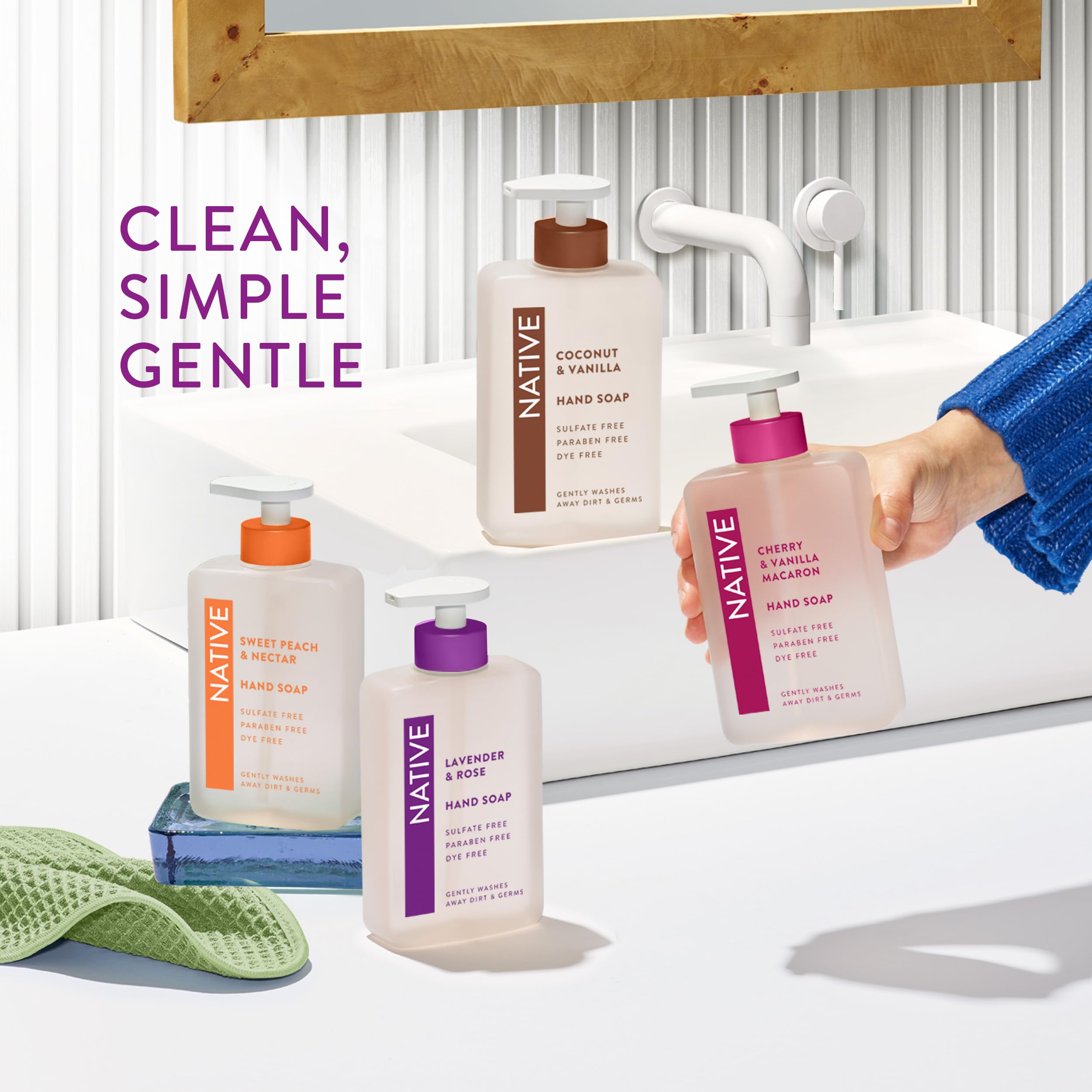 Native Lavender & Rose hand soap is free from parabens.