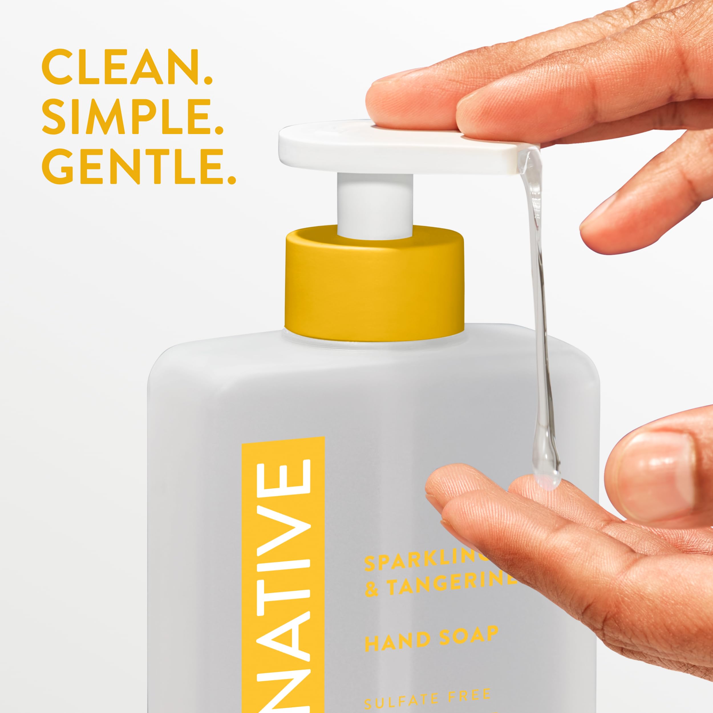Native Liquid Hand Soap sparkling lemon-tangerine scent enhances kitchen and bath routines