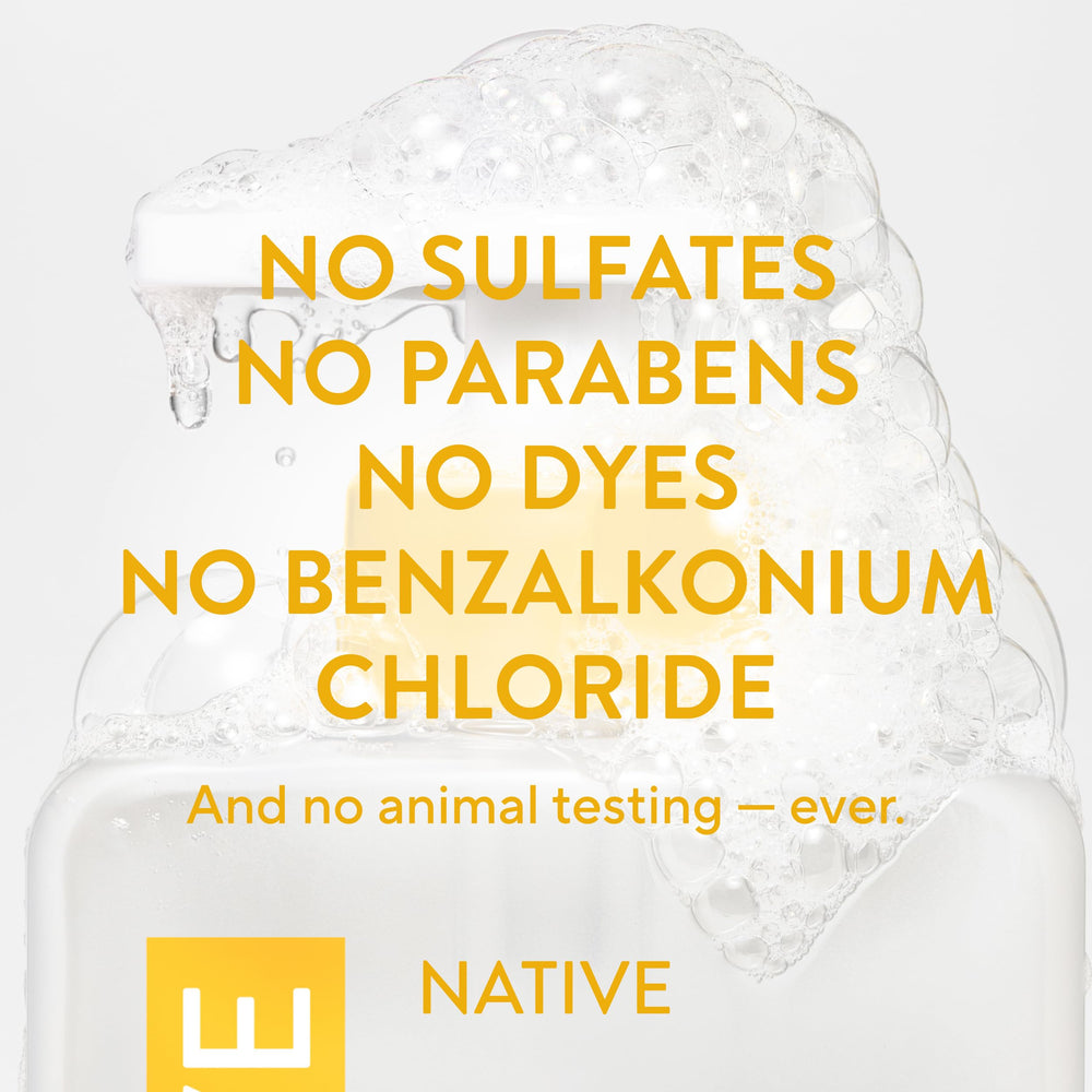 Native Liquid Hand Soap lather foams gently for daily hand cleansing