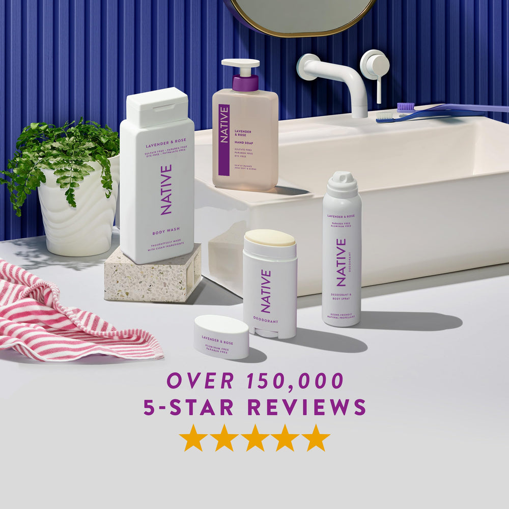 Native Lavender & Rose hand soap helps maintain natural skin barrier.
