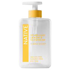 Native Liquid Hand Soap sparkling lemon-tangerine bottle refreshes hands with naturally derived cleansing