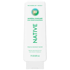 Loción solar mineral Native, frasco frontal, protección diaria para piel sensible.