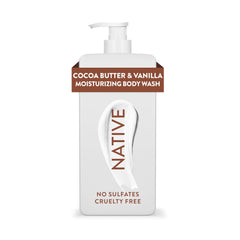Native body wash bottle with cocoa butter and vanilla scent for daily hydration