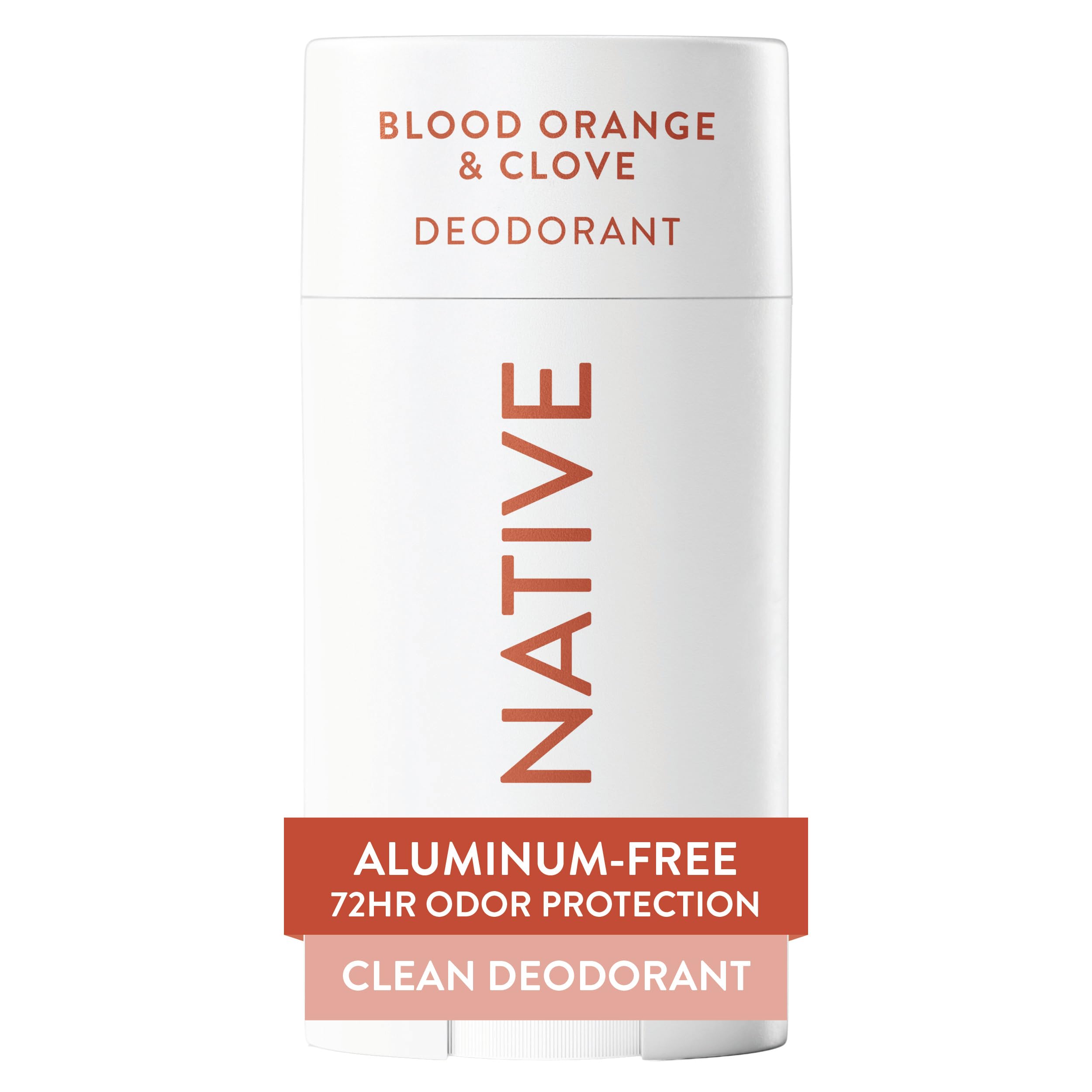 Native desodorante naranja sanguina clavo en frasco, fragancia fresca para uso diario.
