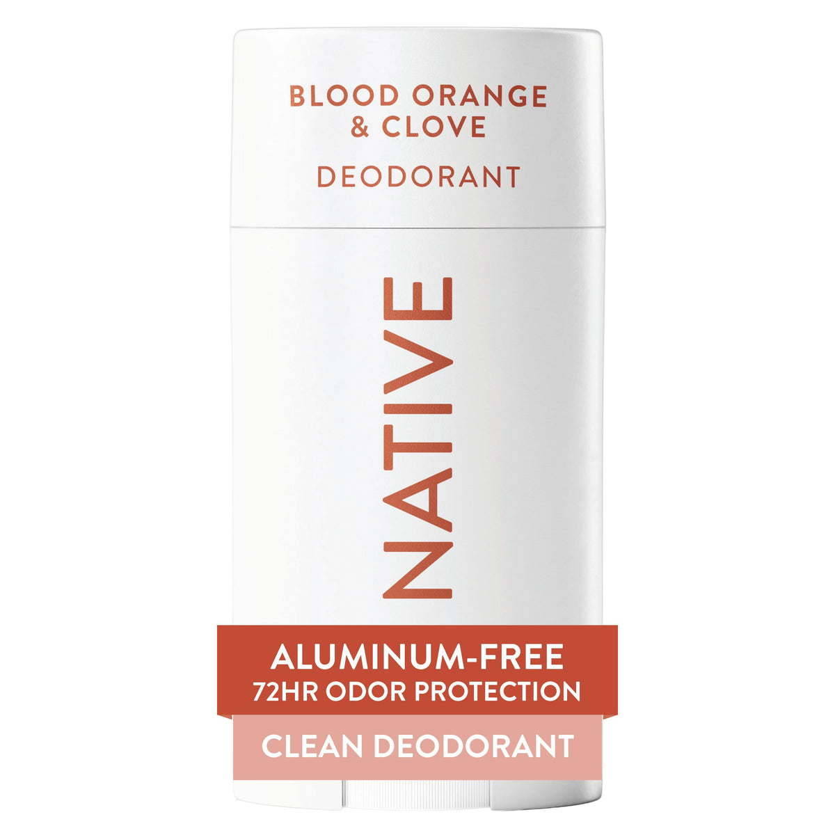 Native desodorante naranja sanguina clavo en frasco, fragancia fresca para uso diario.
