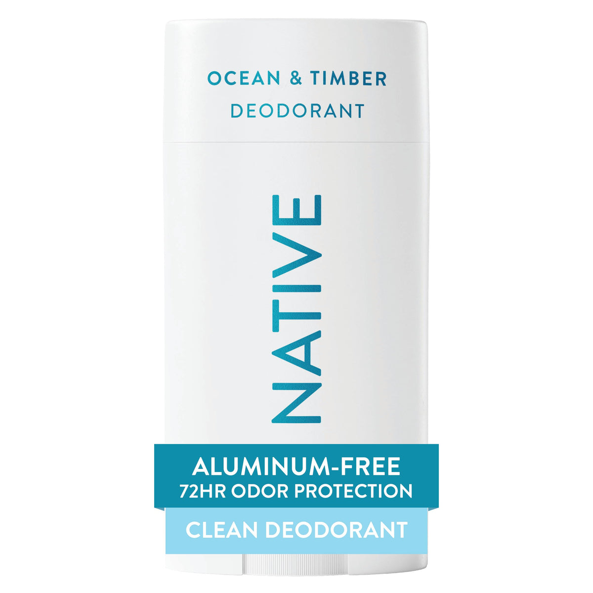 Native Ocean & Timber desodorante en barra para frescura duradera.