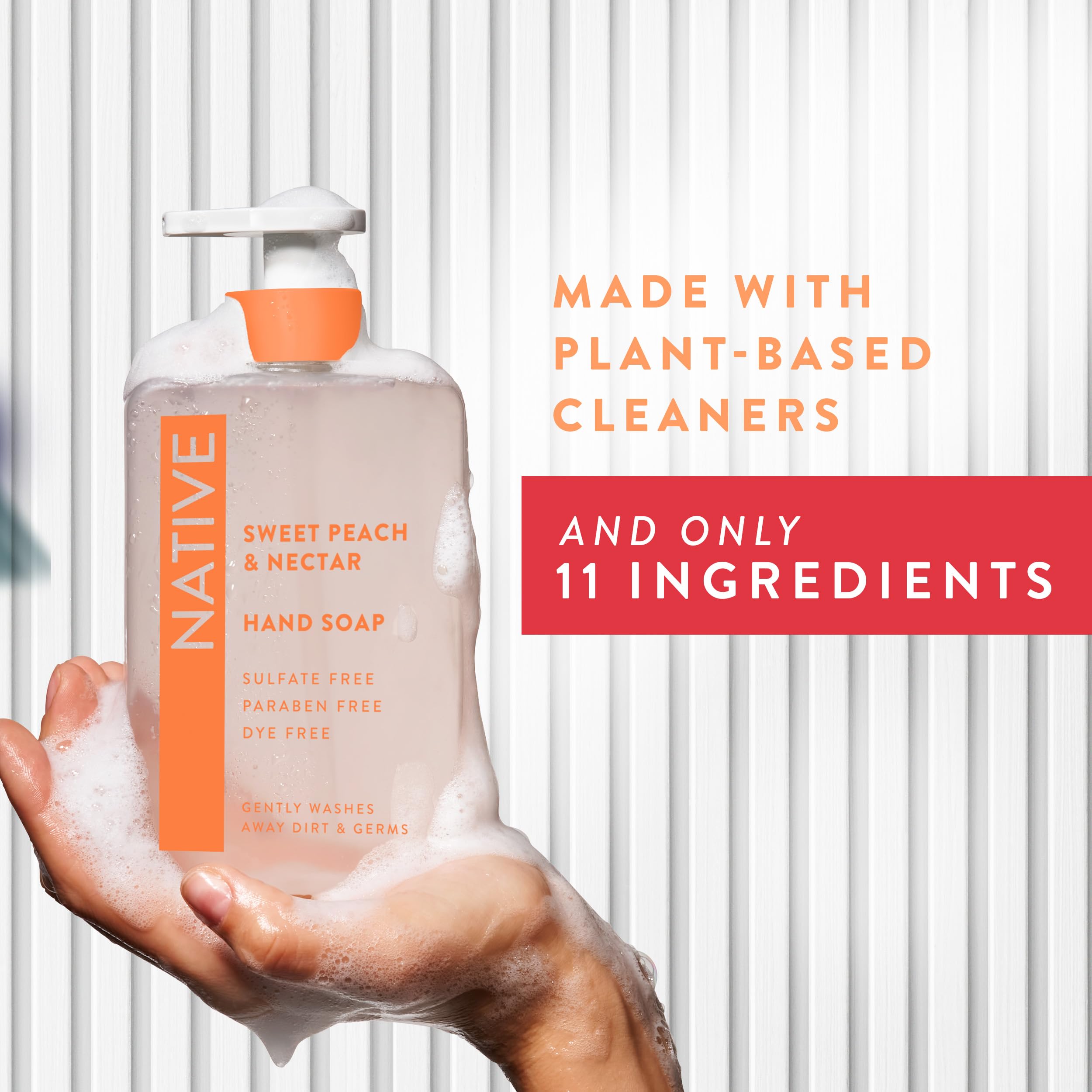 Sulfate-free, paraben-free Native soap bottle signals clean formula.
