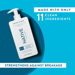 Native Sea Salt & Cedar foam in shower: rich lather in a two-in-one formula.