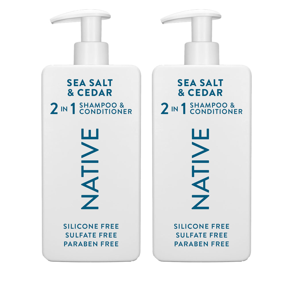 Native Sea Salt & Cedar 2-in-1 shampoo-conditioner bottle for simple one-step care.