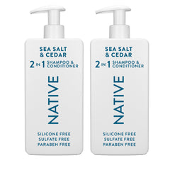 Native Sea Salt & Cedar 2-in-1 shampoo-conditioner bottle for simple one-step care.