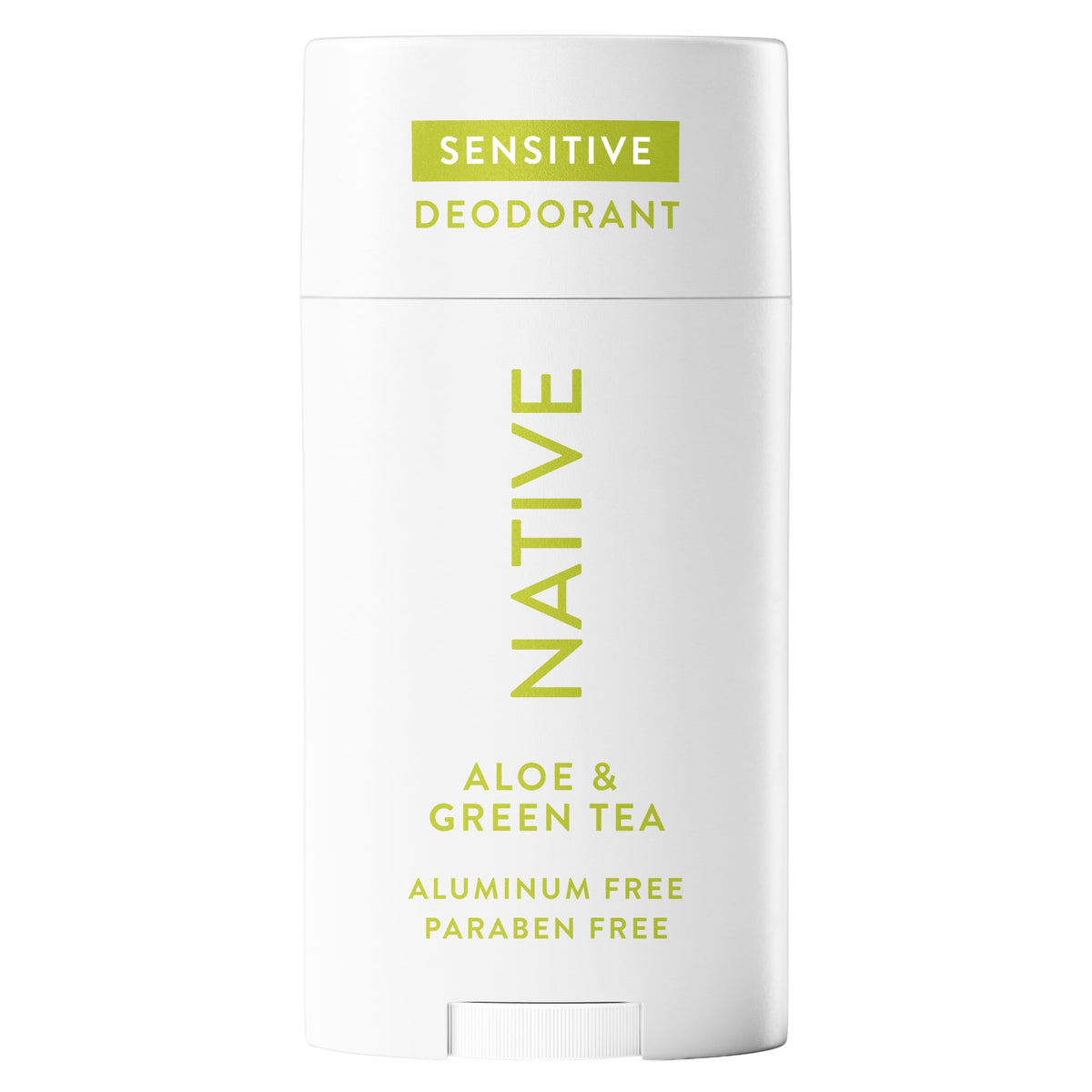 Desodorante Native Sensible sin aluminio en barra para uso diario.