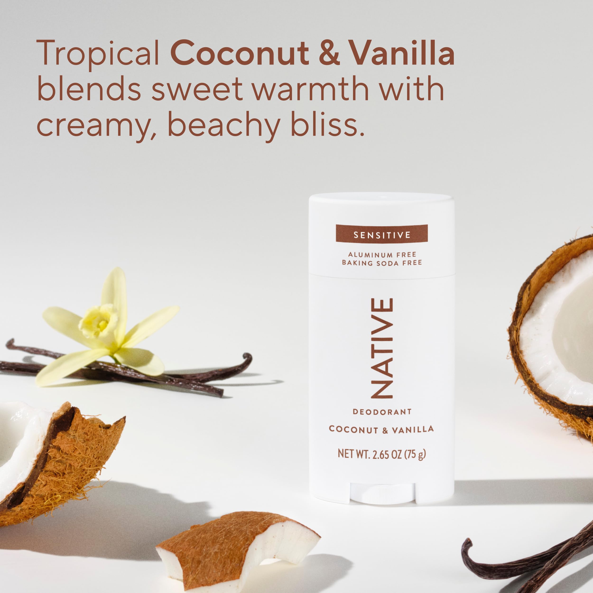 Native Sensitive Desodorante con ingredientes naturales en etiqueta