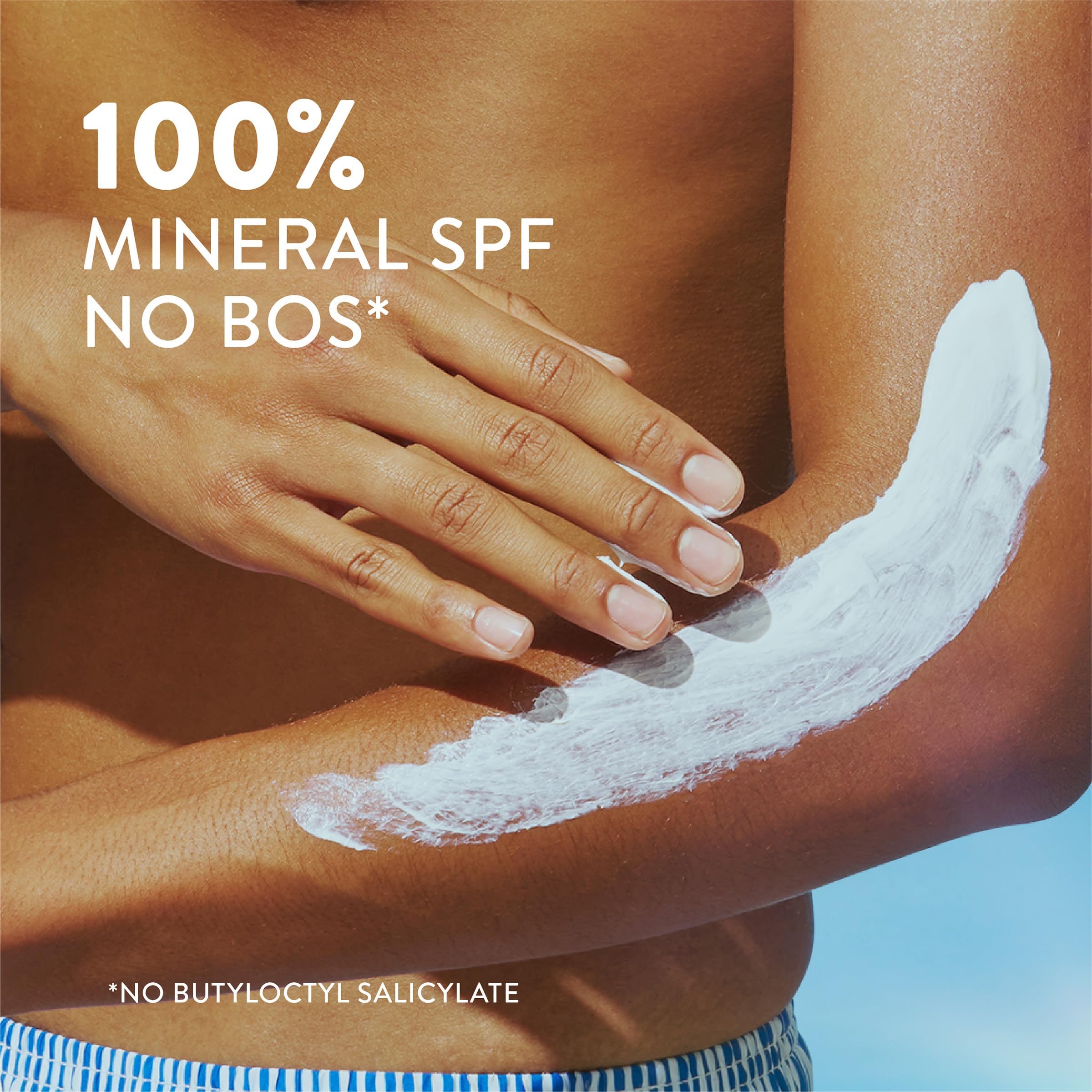 Native sunscreen lotion applied for quick, sheer coverage.