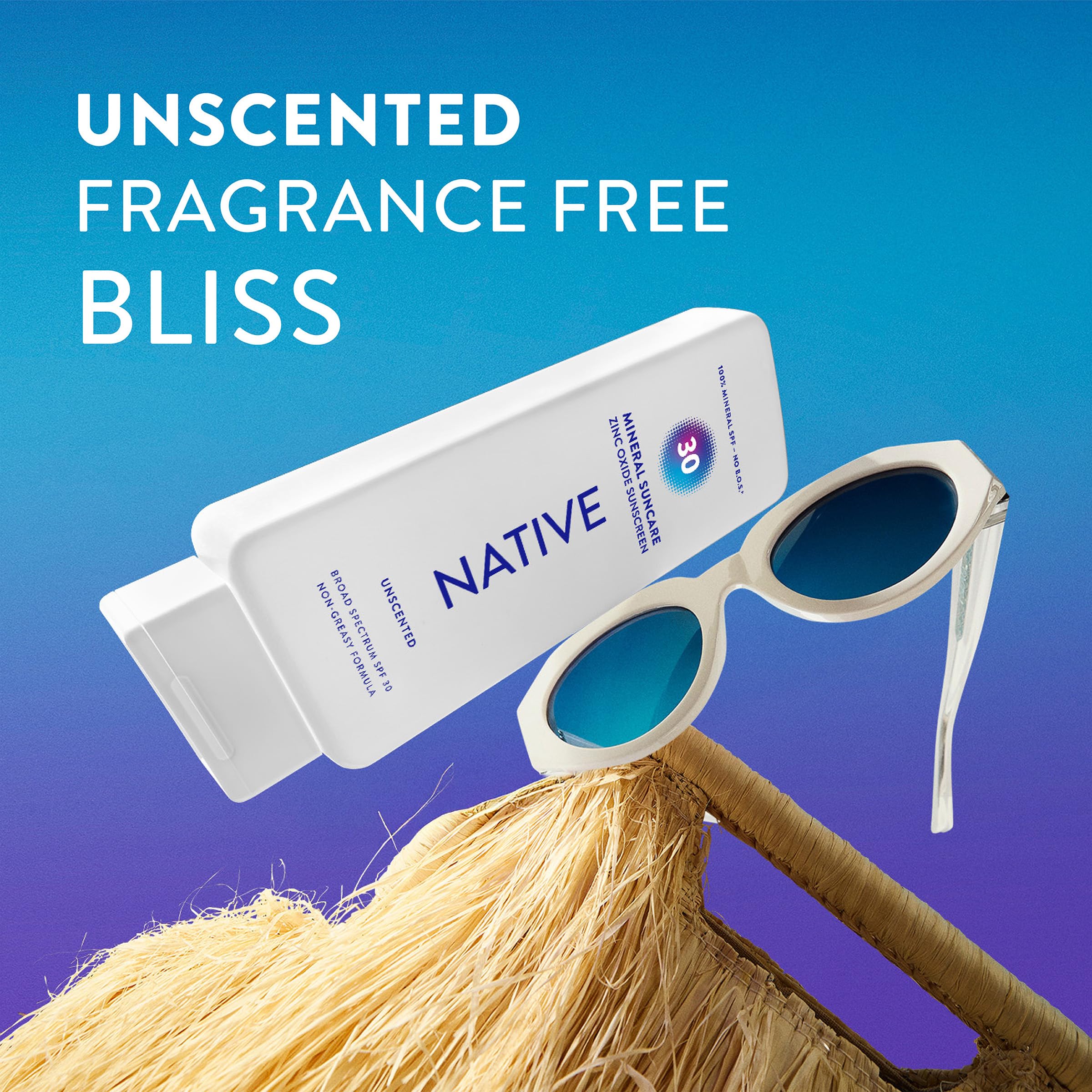 Native Sunscreen Lotion Unscented mineral zinc oxide close-up