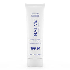 Native Sunscreen SPF 30 bottle front—fragrance-free protection for sensitive skin