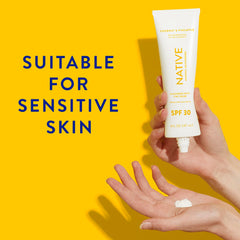Native Sunscreen SPF 30 Hawaii label confirms environmental standards.