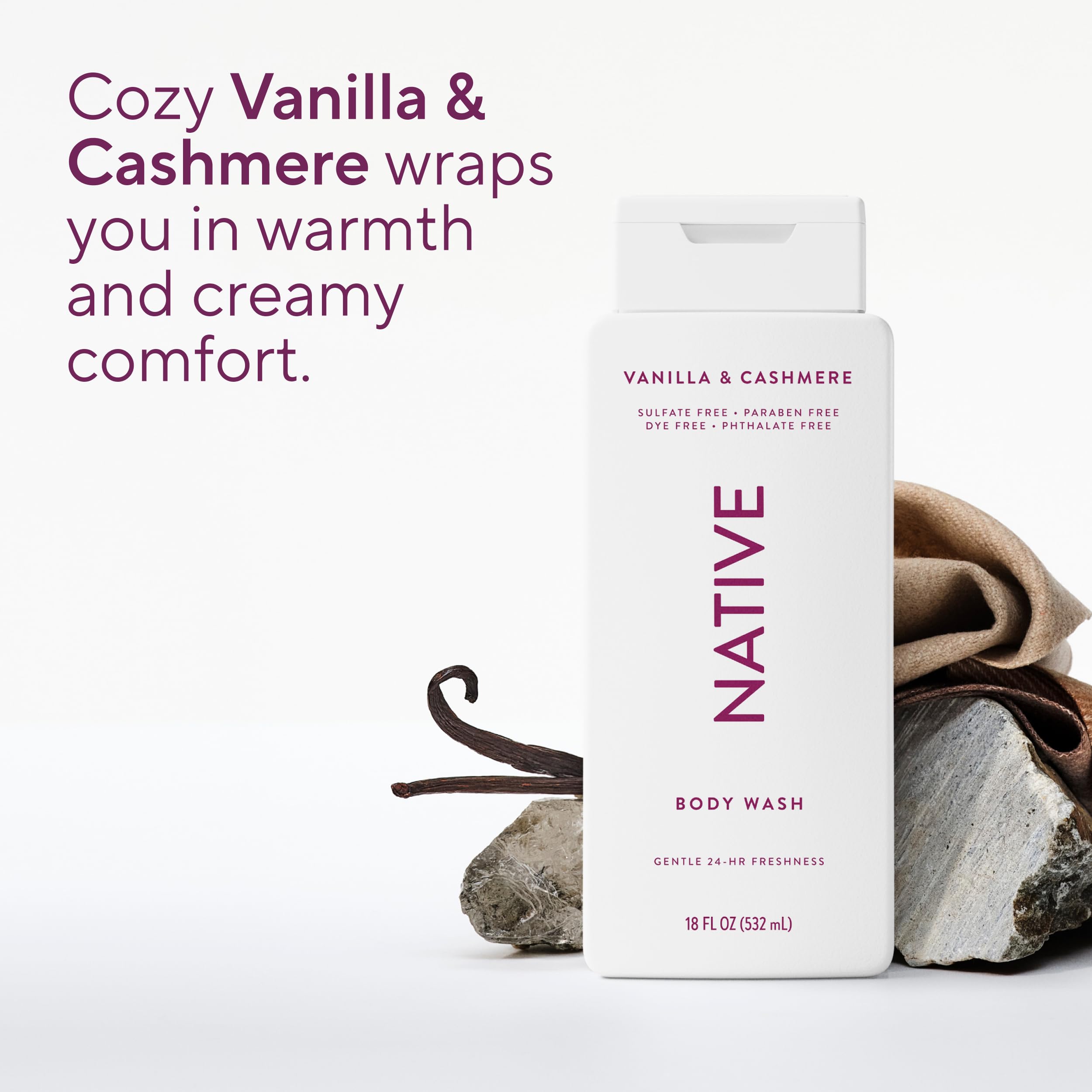 Native Vanilla & Cashmere Body Wash: aplicación en la ducha para formar espuma
