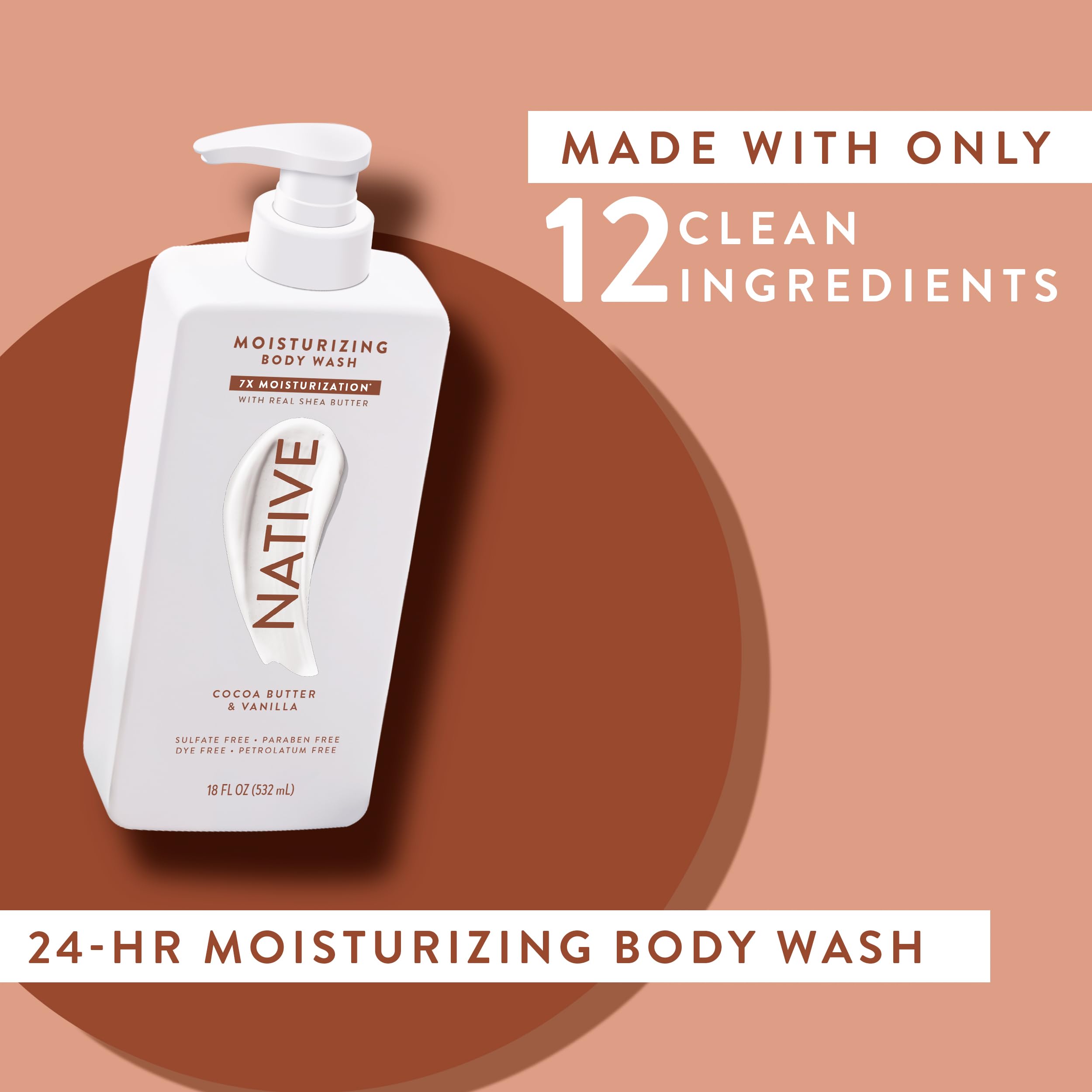 Vanilla cocoa scent swirls in Native body wash