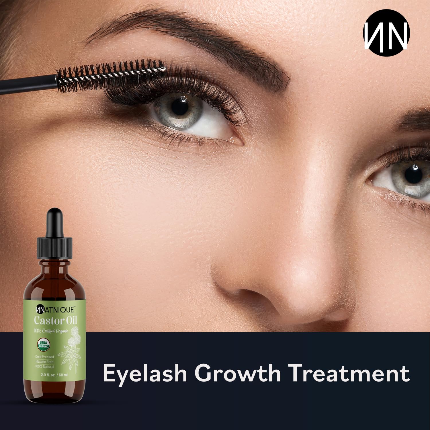 Natnique Castor Oil eyebrow growth application helps define brows