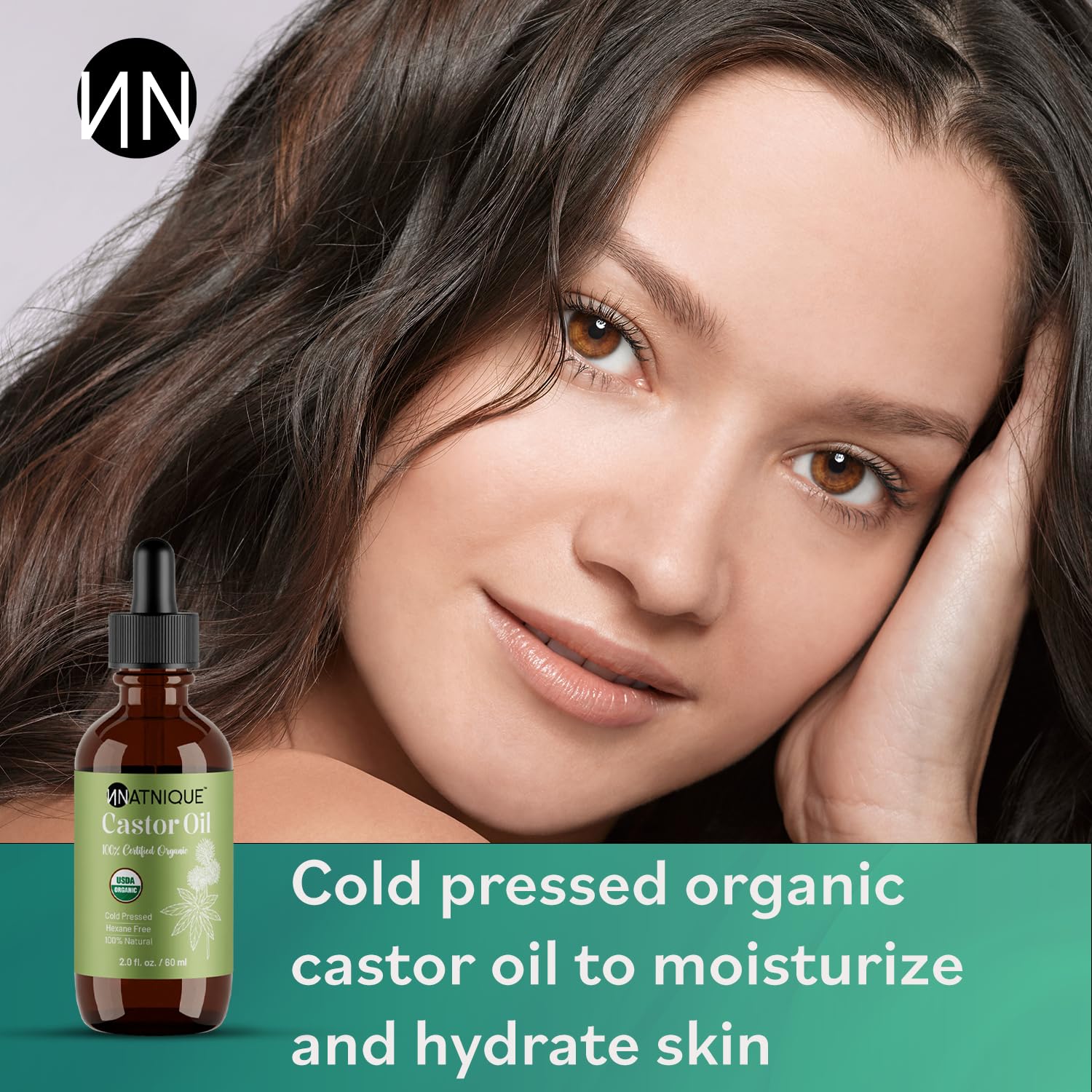 Natnique Castor Oil scalp care routine image suggests soothing nourishment