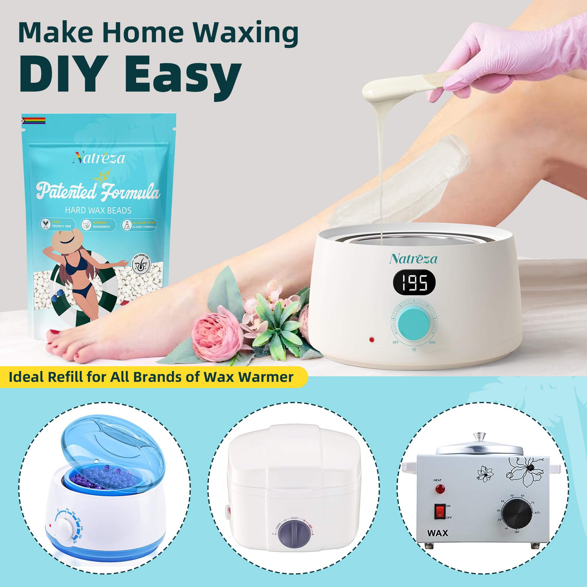 Natreza face and eyebrow waxing beads for delicate areas