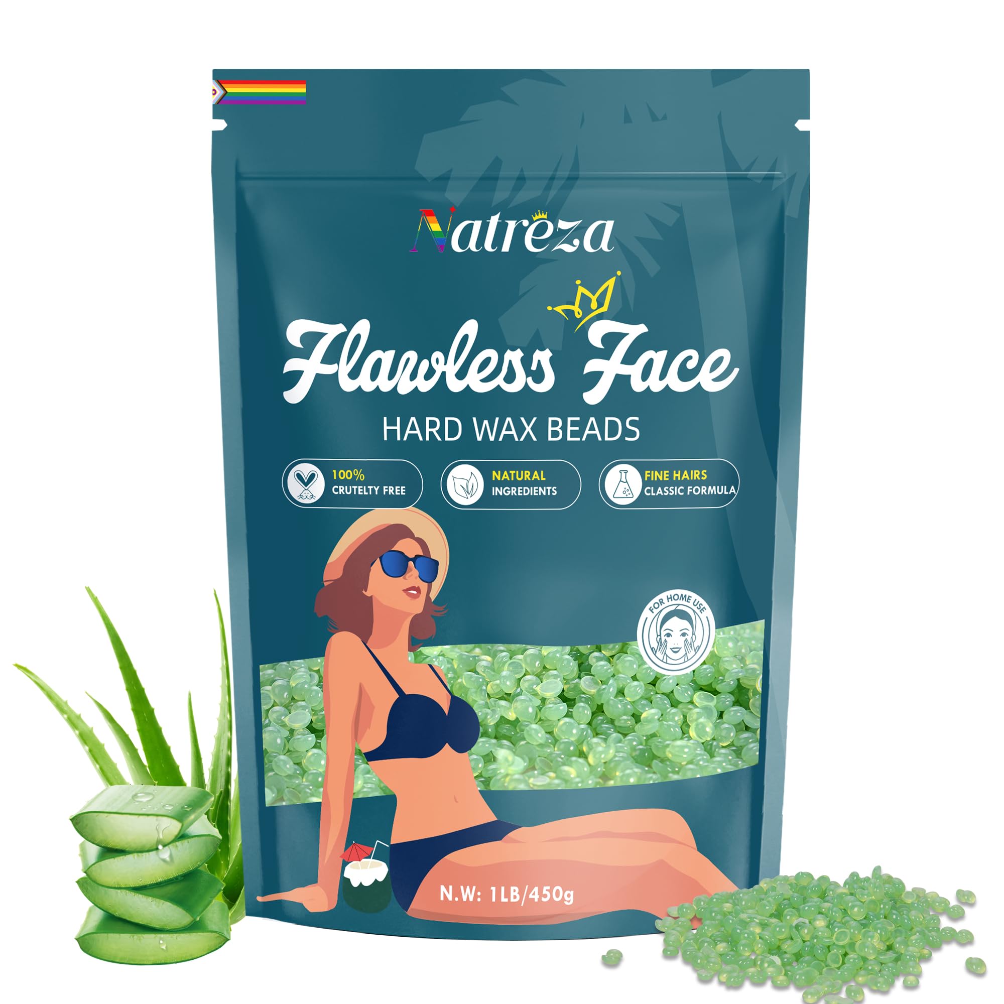 Natreza hard wax beads for underarms ensure quick, smooth results.
