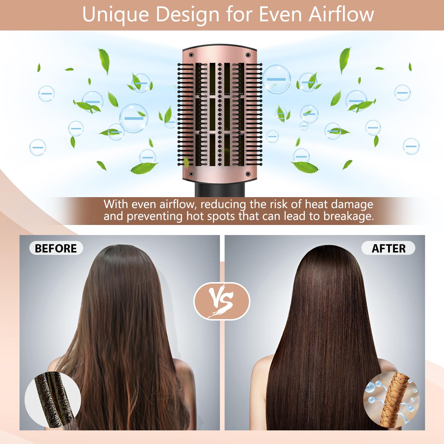 Natrial Hair Dryer Brush has a 360-degree rotating cord for freedom of movement.
