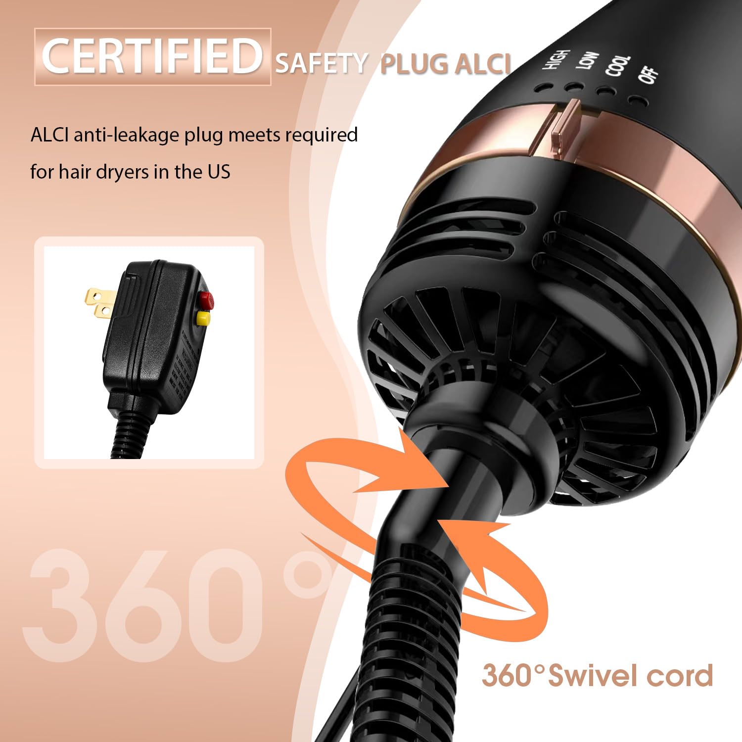 Natrial Hair Dryer Brush's ergonomic handle reduces hand fatigue during styling.