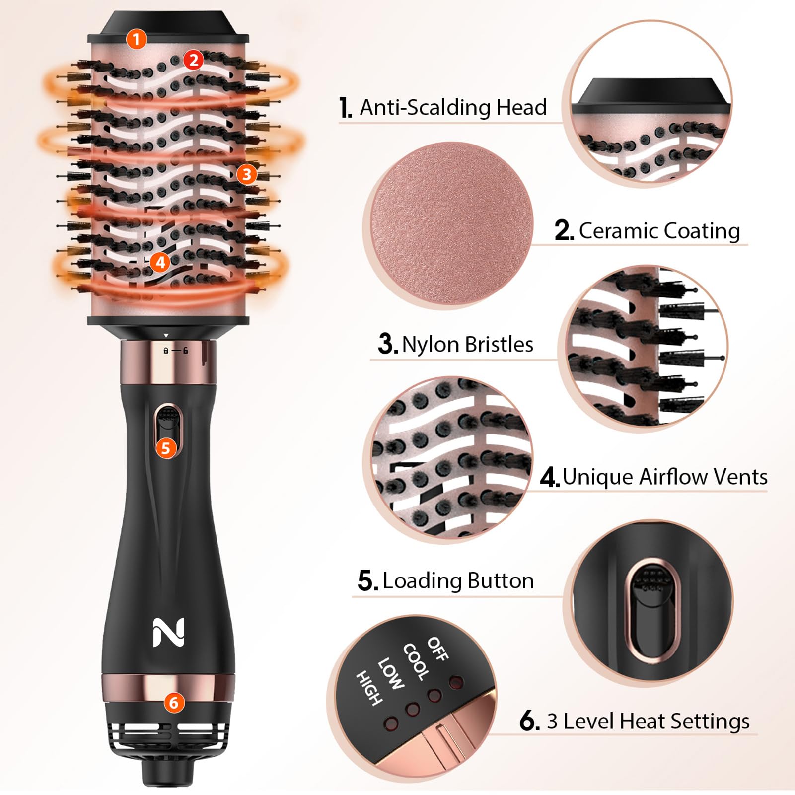 Natrial Hair Dryer Brush delivers root volume for lift and bounce.