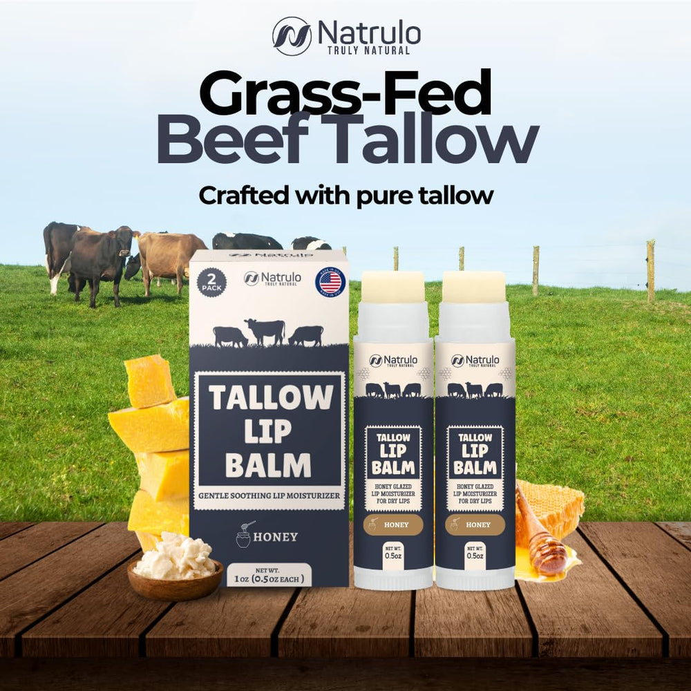 Natrulo Beef Tallow Lip Balm application demonstrates smooth moisture