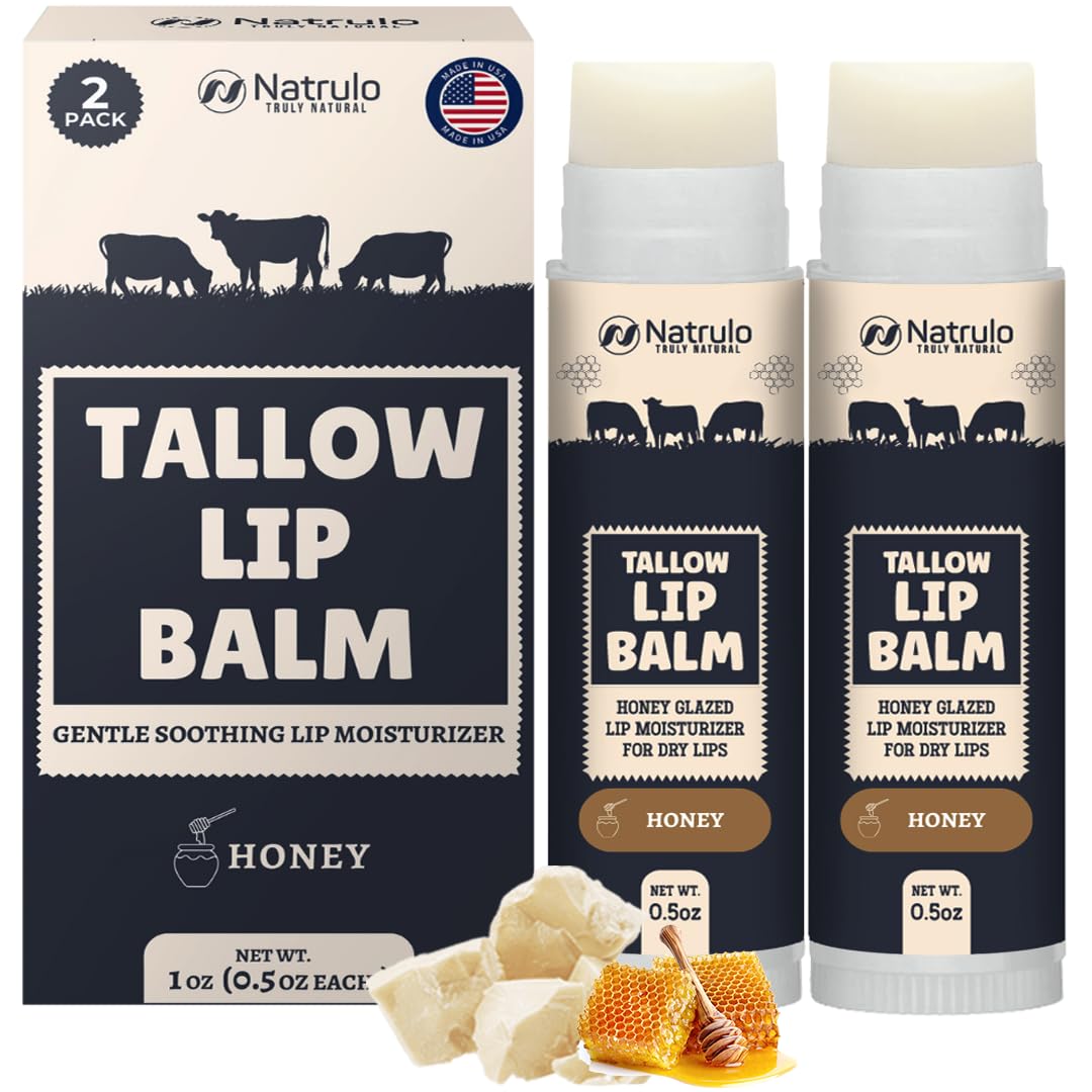 Natrulo Beef Tallow Lip Balm packaging shows natural design for daily use