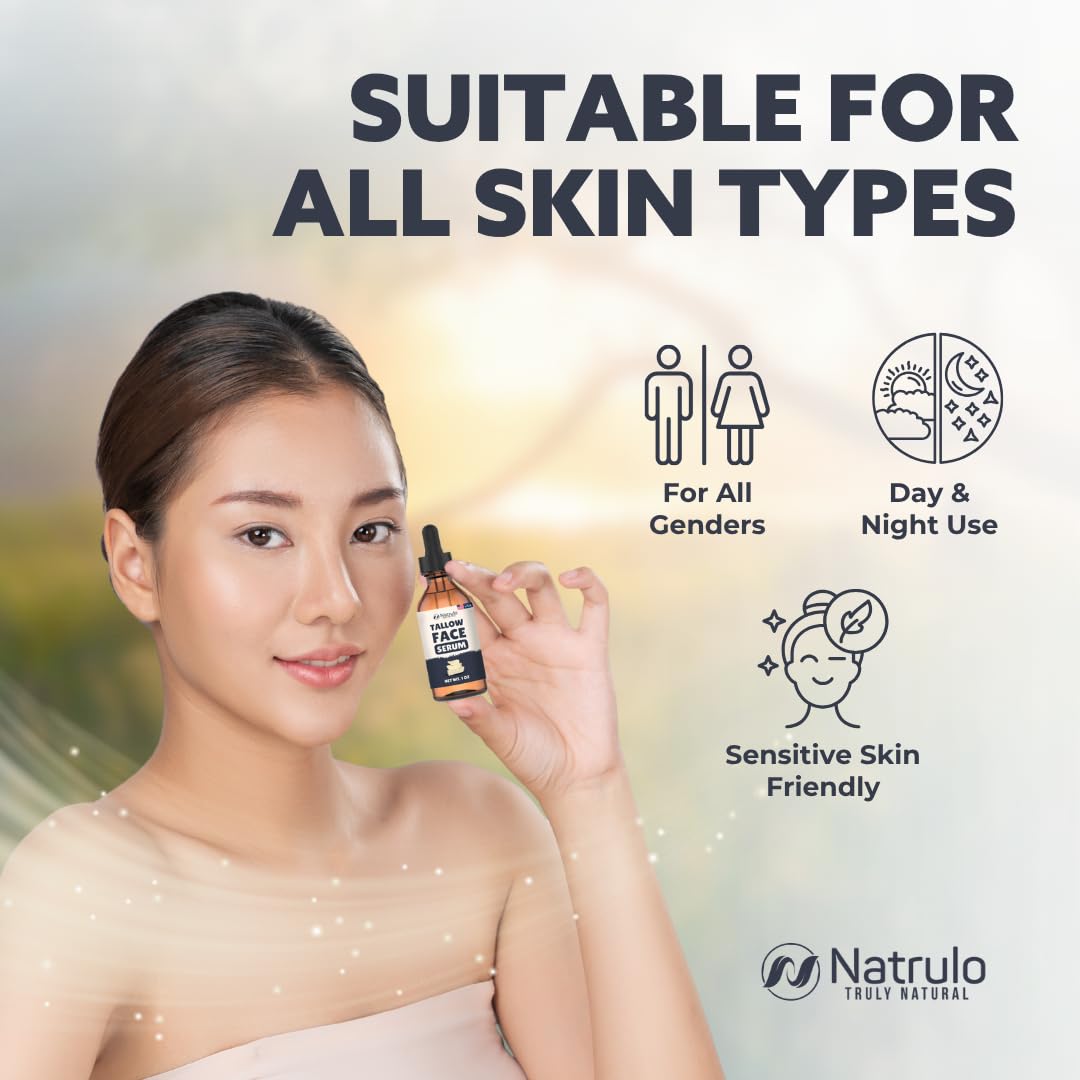 Packaging label detail of Natrulo Beef Tallow Serum for trust and transparency.