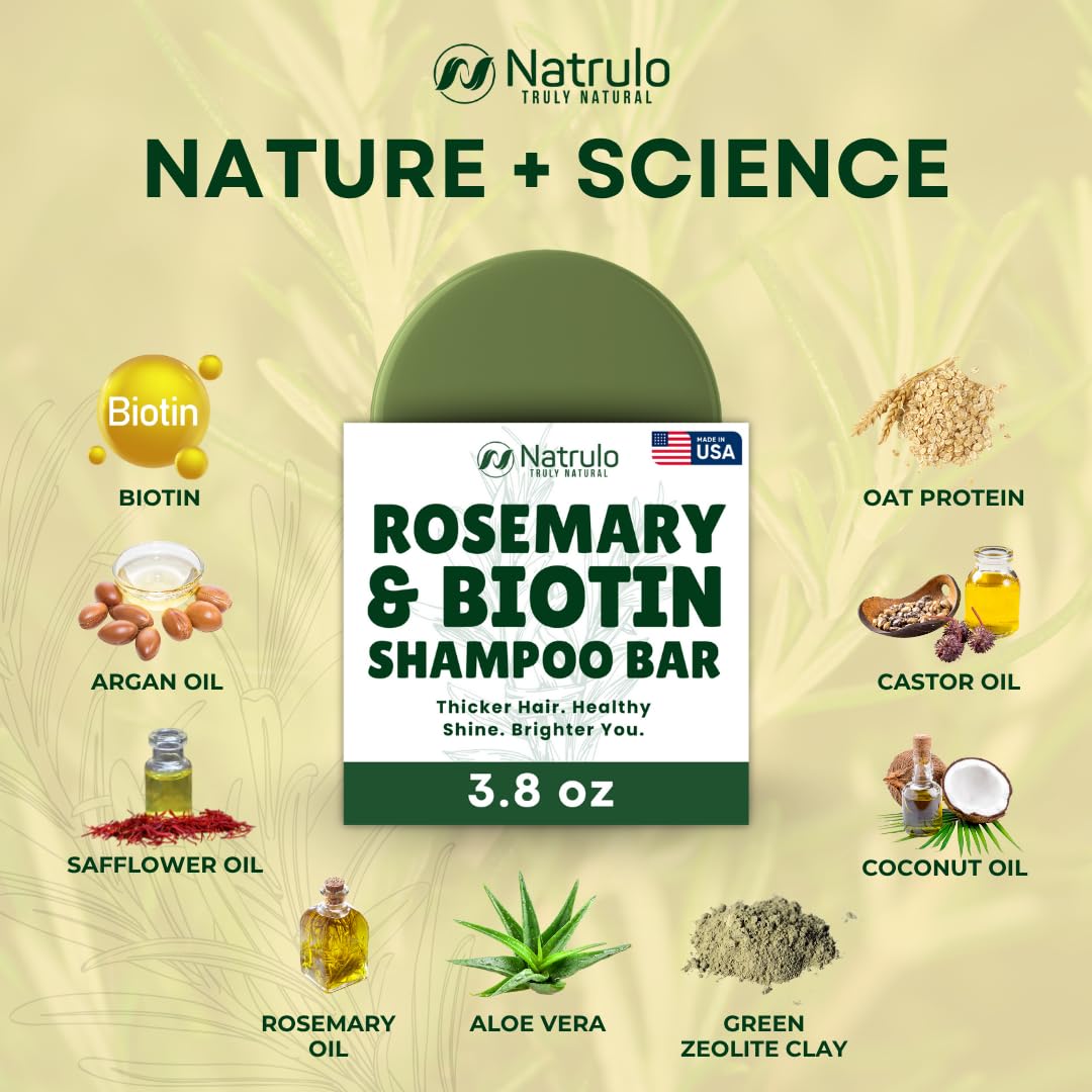 Natrulo champú en barra hecho en EE. UU. para cabello saludable.