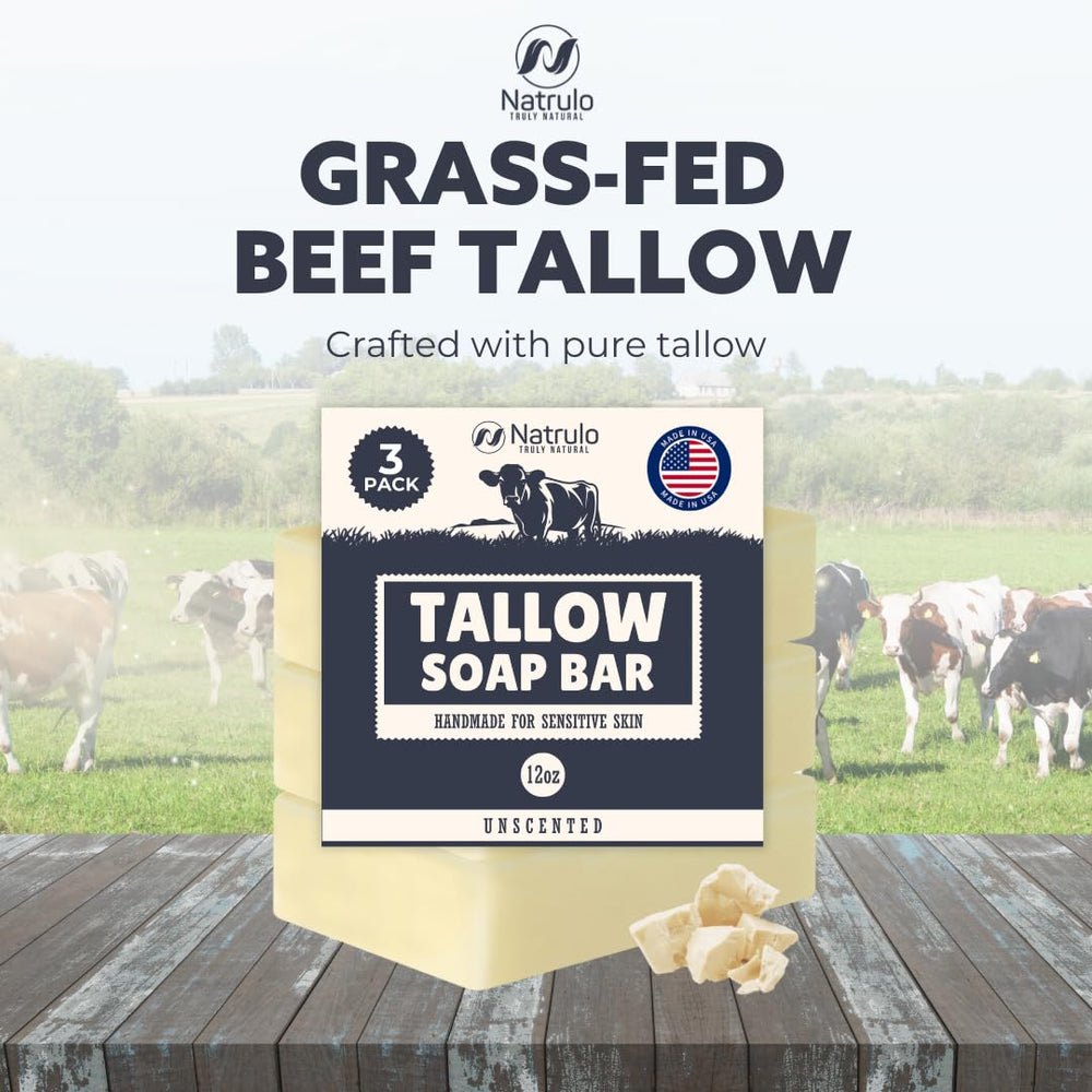 Jabón de sebo Natrulo: barra sin fragancia, ideal para piel sensible y eczema.