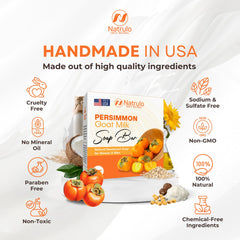 Natrulo Persimmon Goat Milk Soap ingredients emphasize pure essential oils