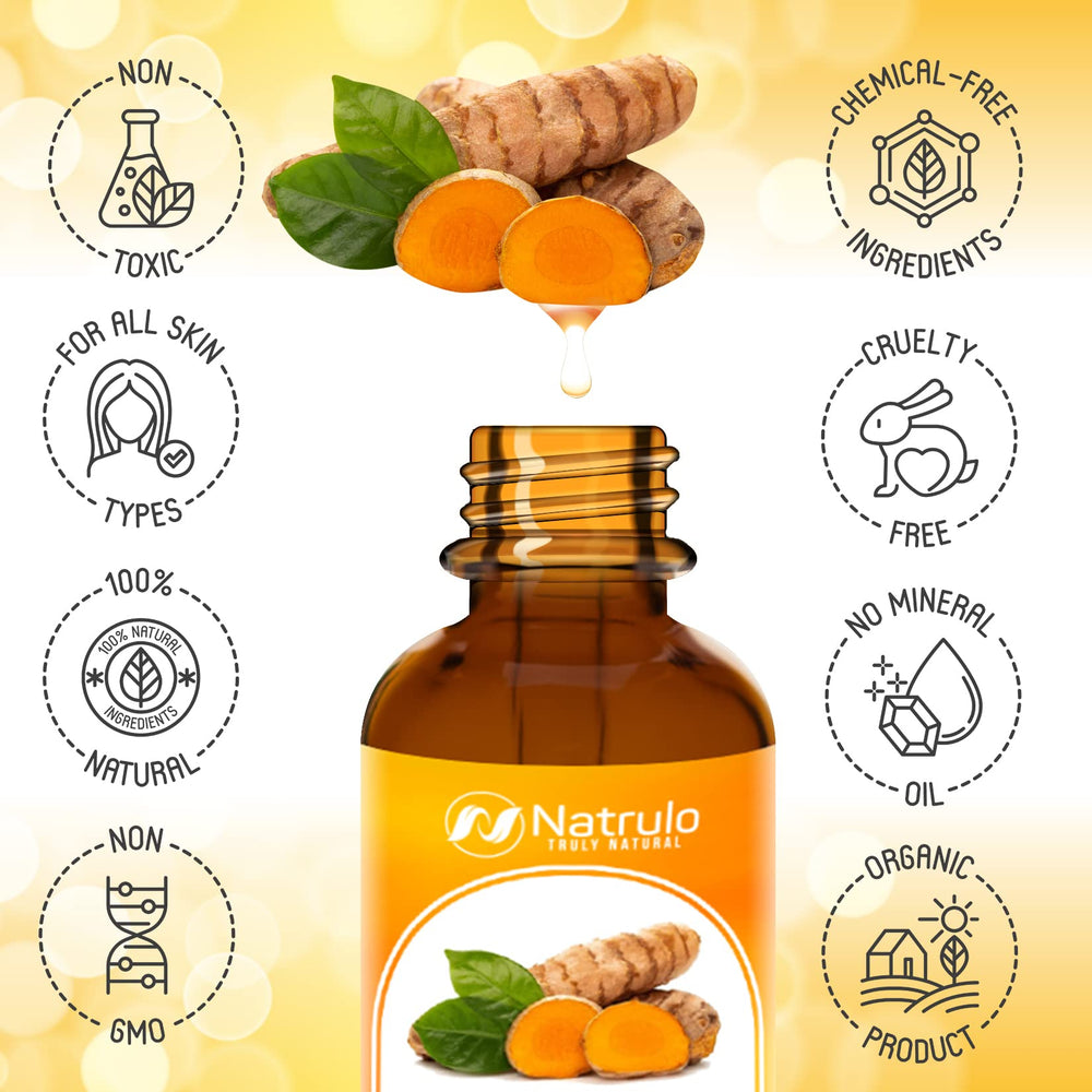 Natrulo Turmeric Repair Face Oil application shot shows gentle massage for smoother texture