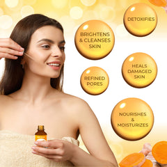 Natrulo Turmeric Repair Face Oil drops in close-up highlight pure turmeric infusion for glow