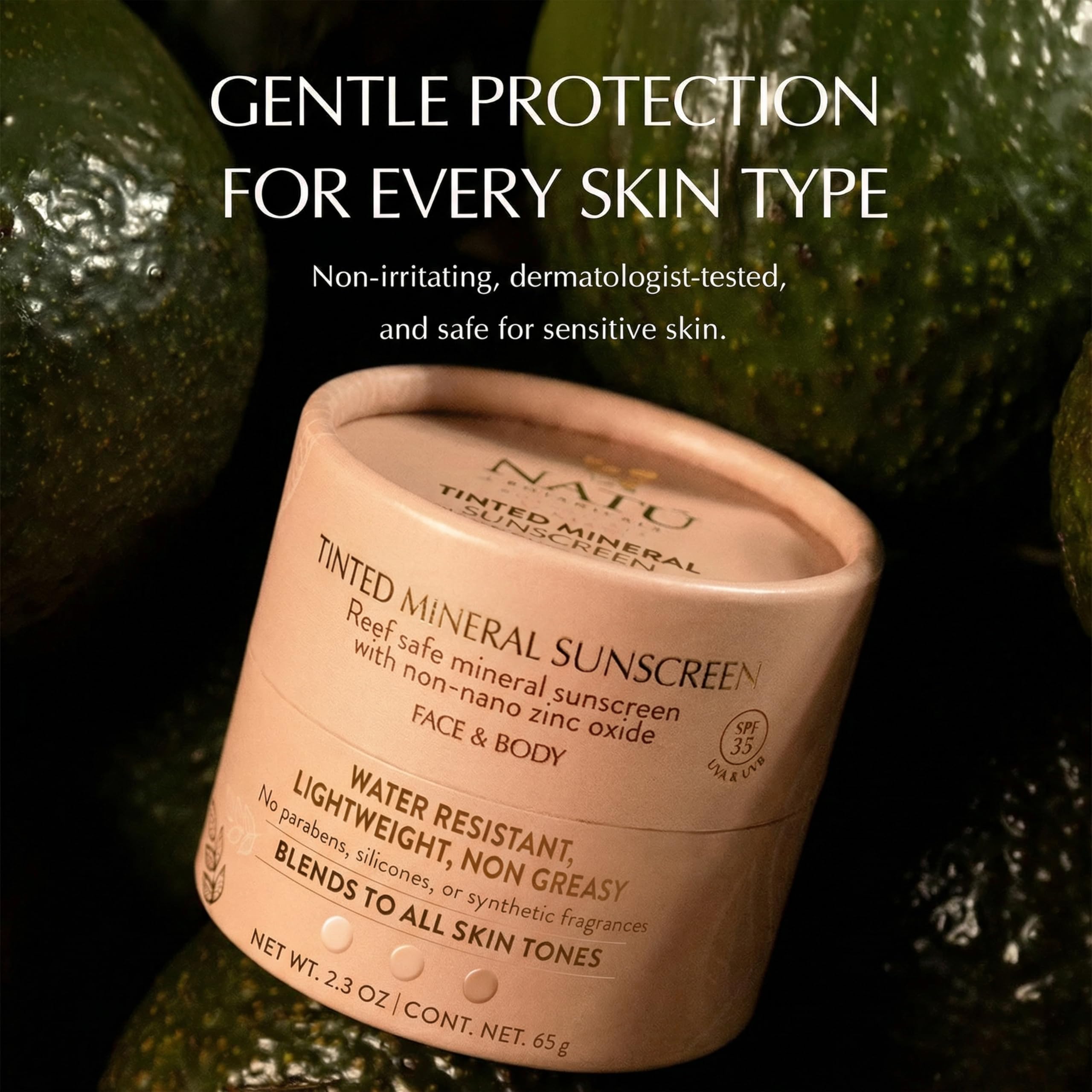Natú Botanicals protección resistente al agua 80 minutos para actividad al aire libre.