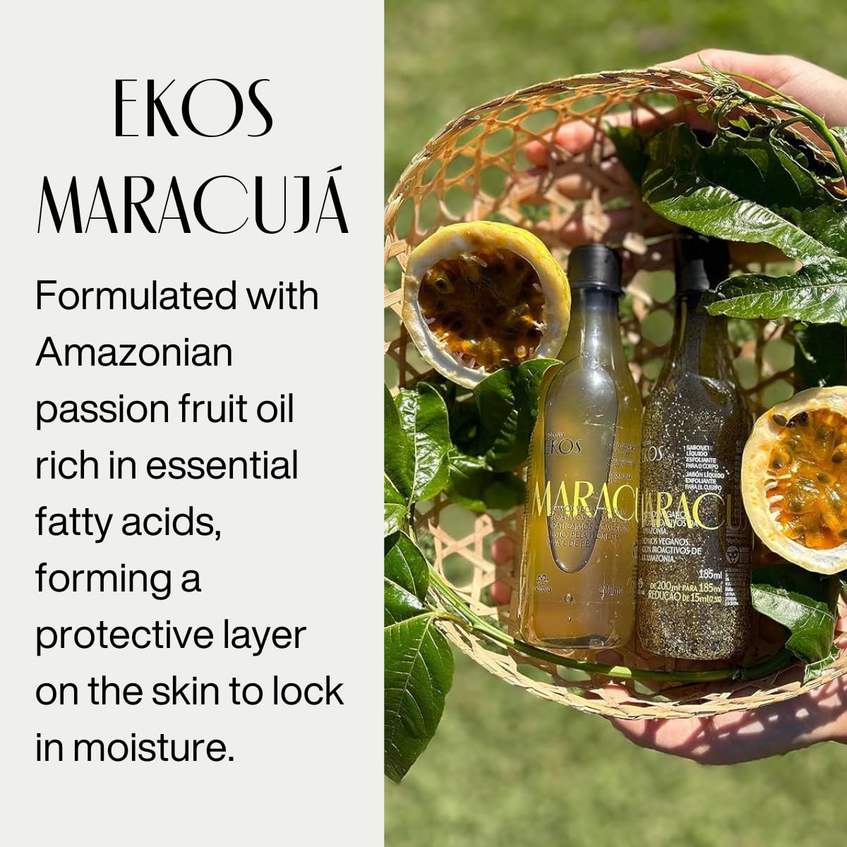 Natura bottle with silky finish texture after application on skin