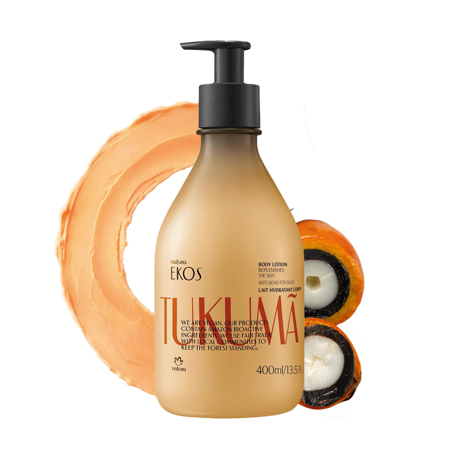 Natura Tukuma Hyaluronic Lotion bottle demonstrates deep hydration for dry skin.