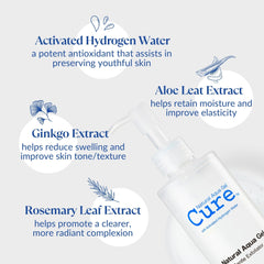 Natural Aqua Gel Cure texture closeup shows silky gel for gentle exfoliation.