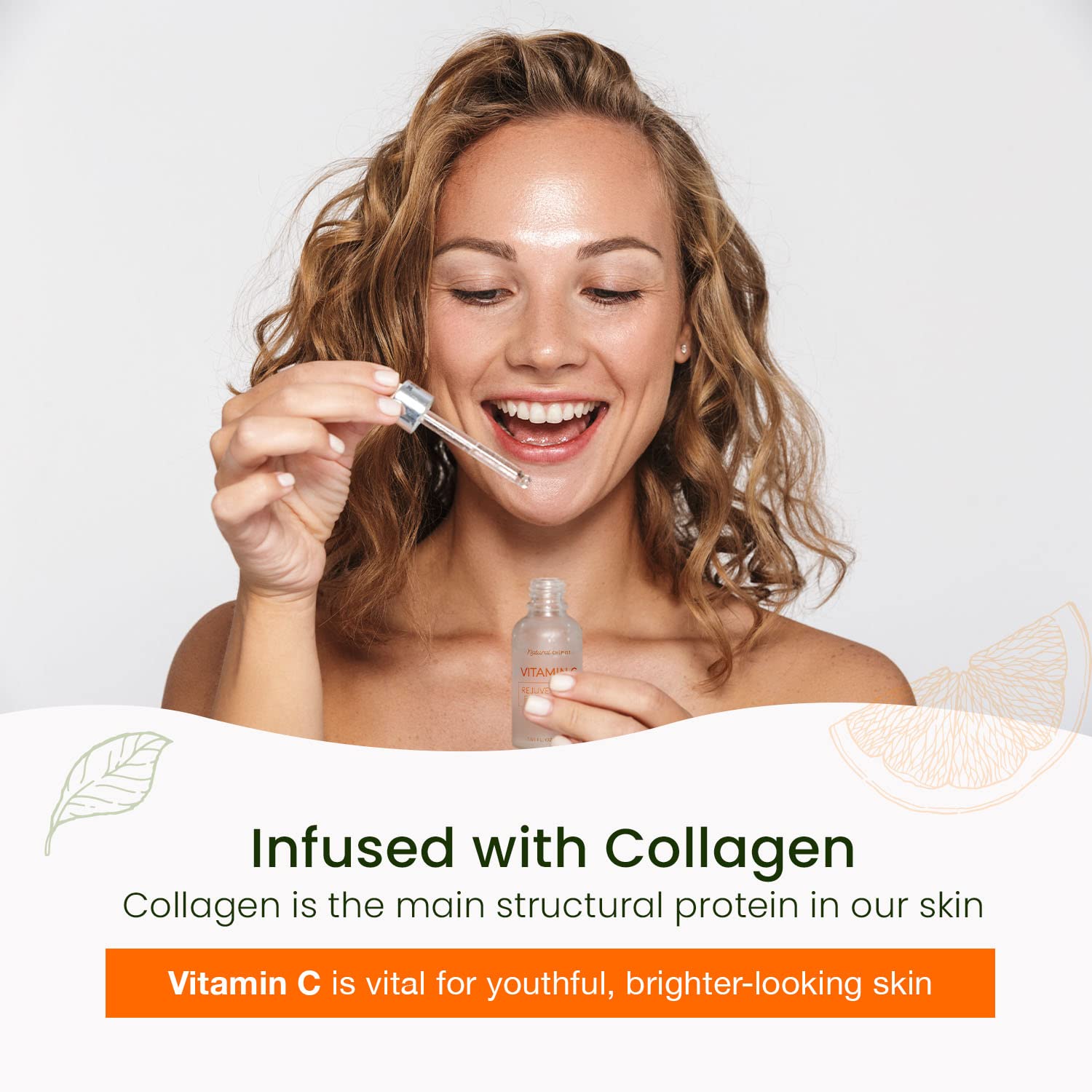 Natural Chemist Serum Vitamina C con Colágeno, ayuda a atenuar manchas oscuras de forma suave.